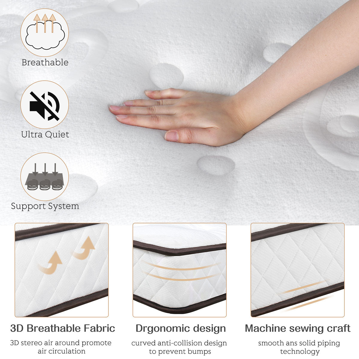 WOWTTRELAX Single Mattress 20CM with 3D Breathable Knitting Fabric, Medium Firm, Memory Foam, Pressure Relief