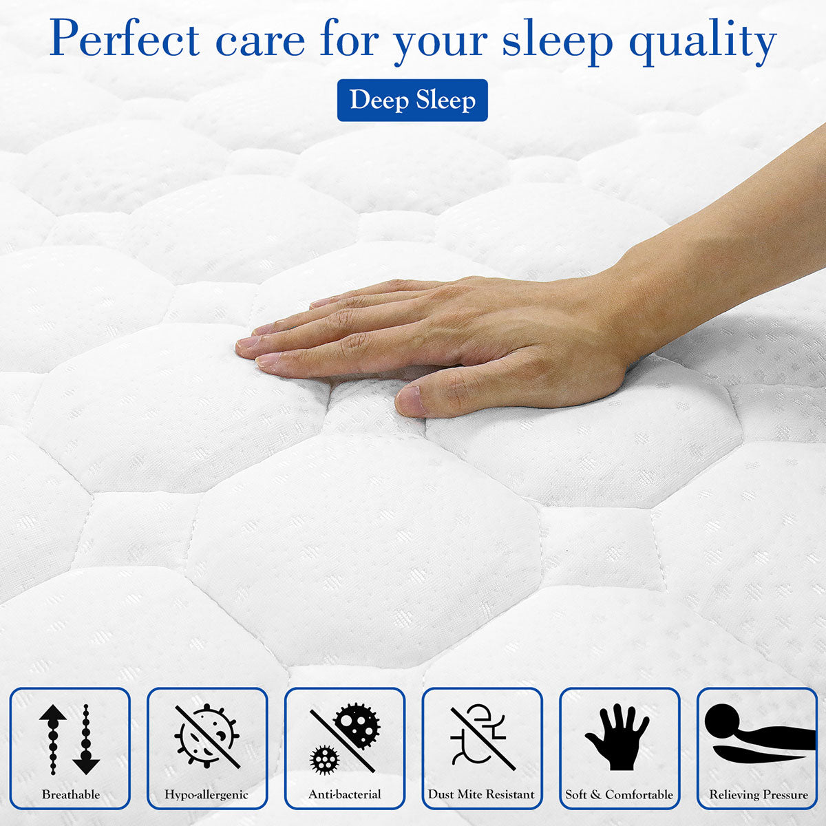 WOWTTRELAX Single Mattress, 8 Inch Pocket Sprung Memory Foam Mattress with Breathable Fabric, Medium Firm Feel - 9-Zone Orthopaedic Mattress