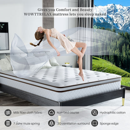 WOWTTRELAX Single Mattress  24CM Memory Foam Hybrid Mattress Pocket Sprung Mattress with Breathable Fabric