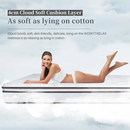 WOWTTRELAX Single Mattress  24CM Memory Foam Hybrid Mattress Pocket Sprung Mattress with Breathable Fabric